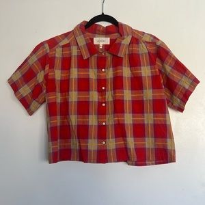 The Great - Plaid Short-Sleeve Button Down